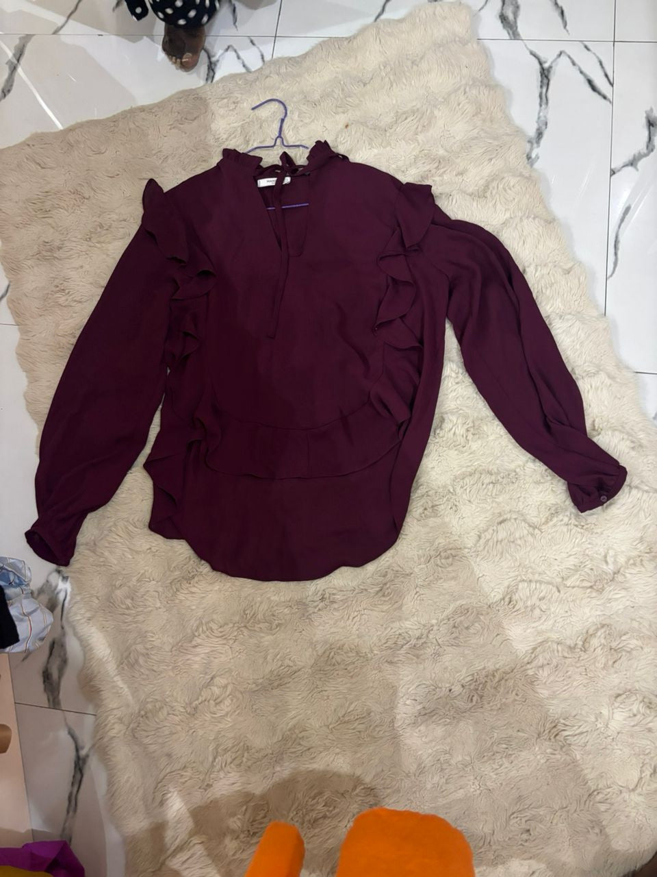 Chemise crêpe rouge bordeau Mango - L - Nord foire
